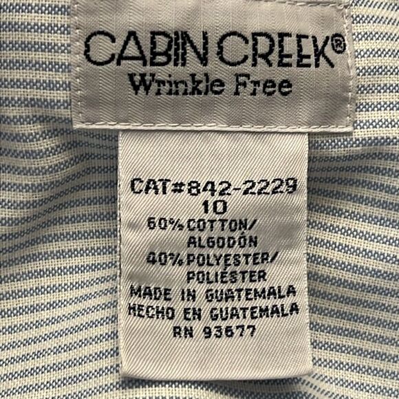 Cabin creek wrinkle free Buttoned Down Collared Shirt size 10 - Picture 6 of 7